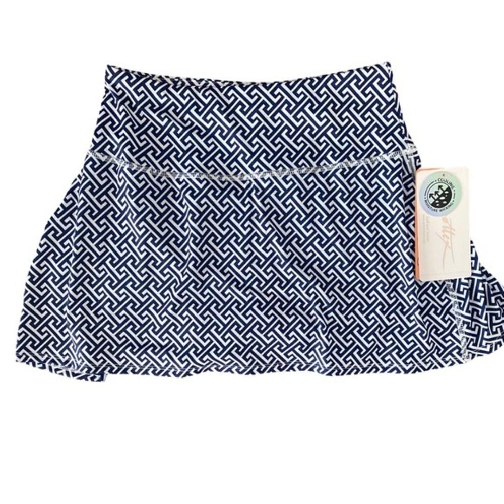 Gottex Navy and White Patterned Women's Skort -S navy /white nylon spandex